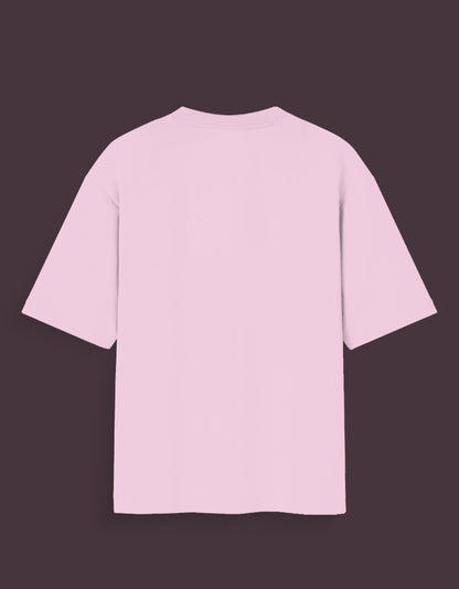 Back view of light pink Shanks haki oversized t-shirt with short sleeves and relaxed fit