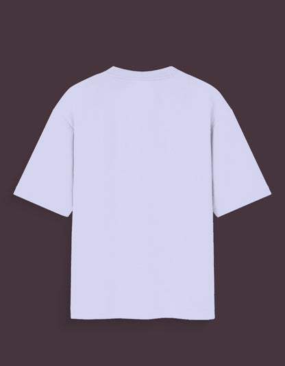 Back view of plain light purple Shanks haki oversized t-shirt with short sleeves and relaxed fit