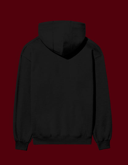 Back view of a black Shanks hoodie One Piece with a comfortable fit and adjustable hood