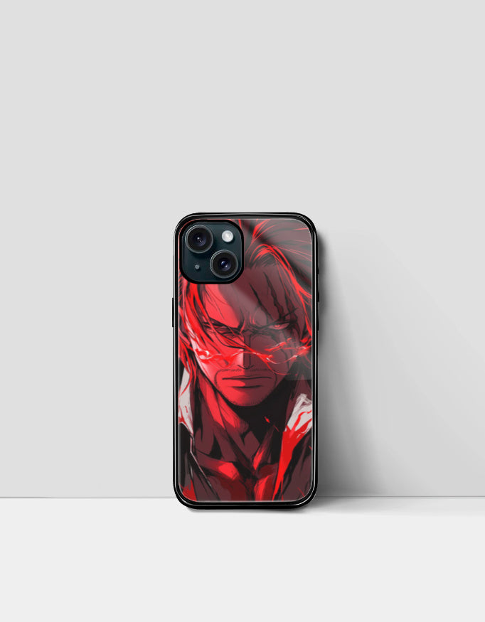 Shanks iPhone case with intense red and black anime design from AnimeVerseStore