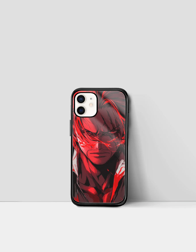 Shanks iPhone case featuring a red and black anime design from AnimeVerseStore