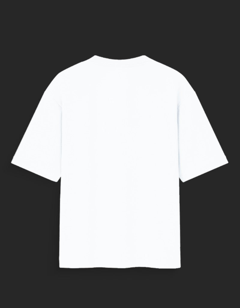 Back view of plain white smoked and summoned tee with short sleeves and crew neck