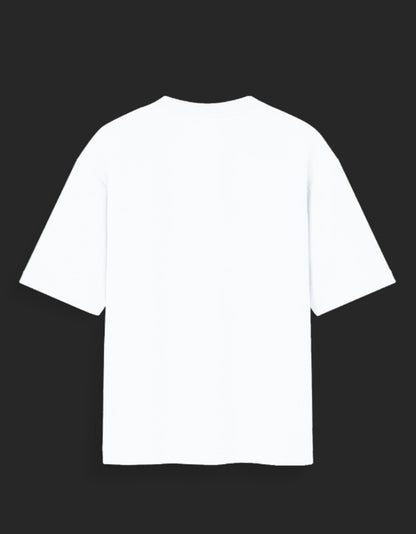 Back view of plain white smoked and summoned tee with short sleeves and crew neck