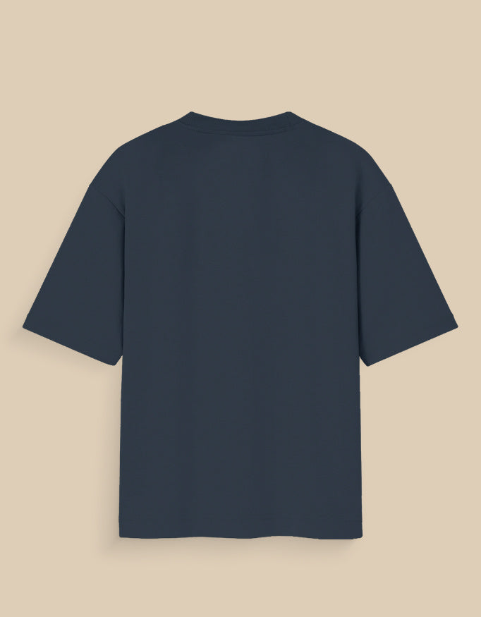 Back view of Social Introvert glow in the dark t-shirt in navy blue with short sleeves