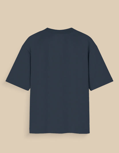 Back view of Social Introvert glow in the dark t-shirt in navy blue with short sleeves