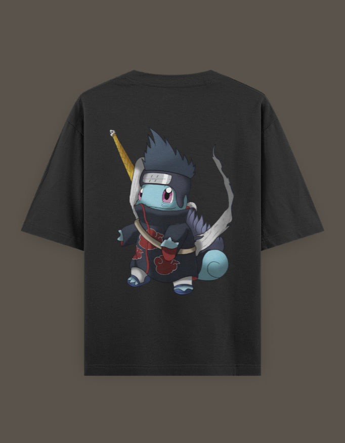 Squirtle Akatsuki t-shirt featuring a playful Squirtle dressed as a ninja with a sword