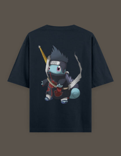 Squirtle Akatsuki t-shirt featuring a cute Squirtle in a ninja outfit with a weapon