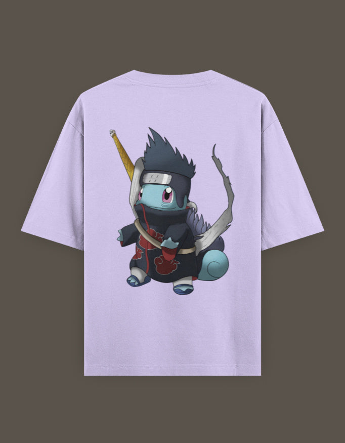 Squirtle Akatsuki t-shirt featuring a cute Squirtle in ninja attire on a lavender background