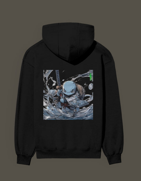 Squirtle Hashira Hoodie featuring a vibrant anime design of Squirtle wielding a sword