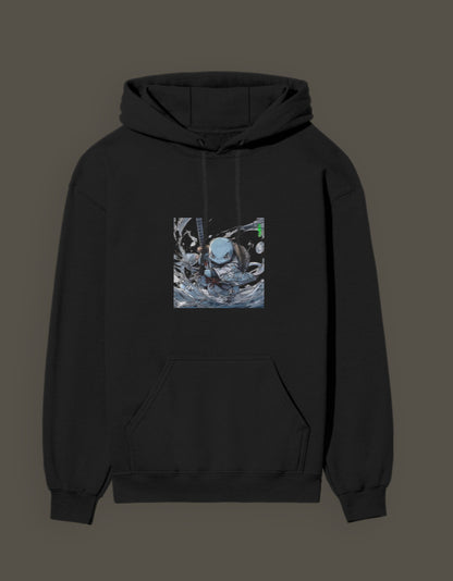 Squirtle Hashira hoodie in black featuring a unique artistic graphic design