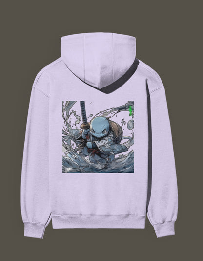 Squirtle Hashira hoodie featuring a dynamic design of Squirtle with a sword surrounded by water