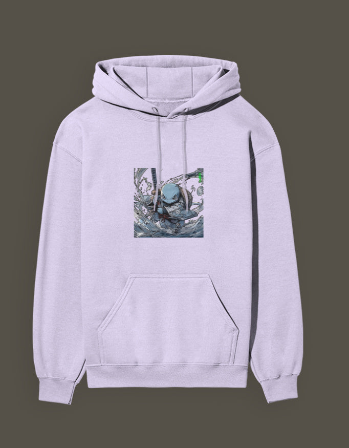 Light purple squirtle hashira hoodie featuring a unique cartoon design for anime fans