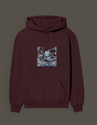 Maroon Squirtle Hashira Hoodie featuring a vibrant graphic design for anime fans