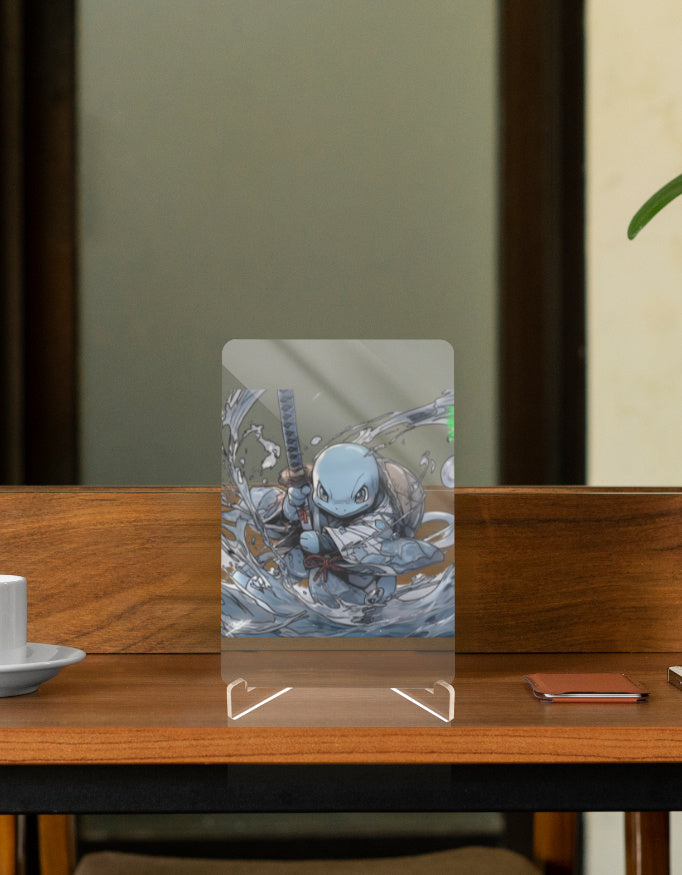 Squirtle table figure with vibrant artwork showcasing Squirtle in an action pose on a clear display