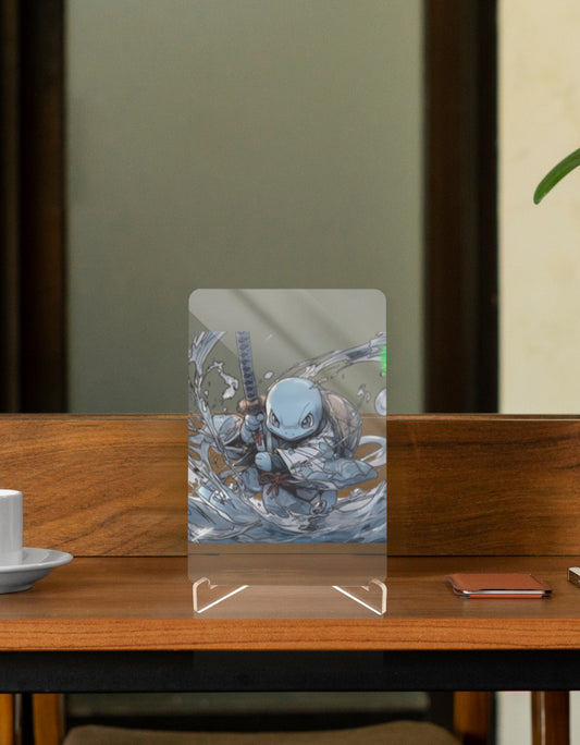 Squirtle table figure with vibrant artwork showcasing Squirtle in an action pose on a clear display