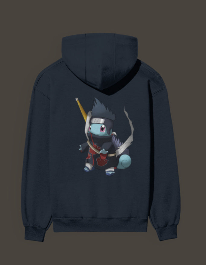 Squirtle x Kisame anime hoodie featuring a unique design of Squirtle in a stylish outfit