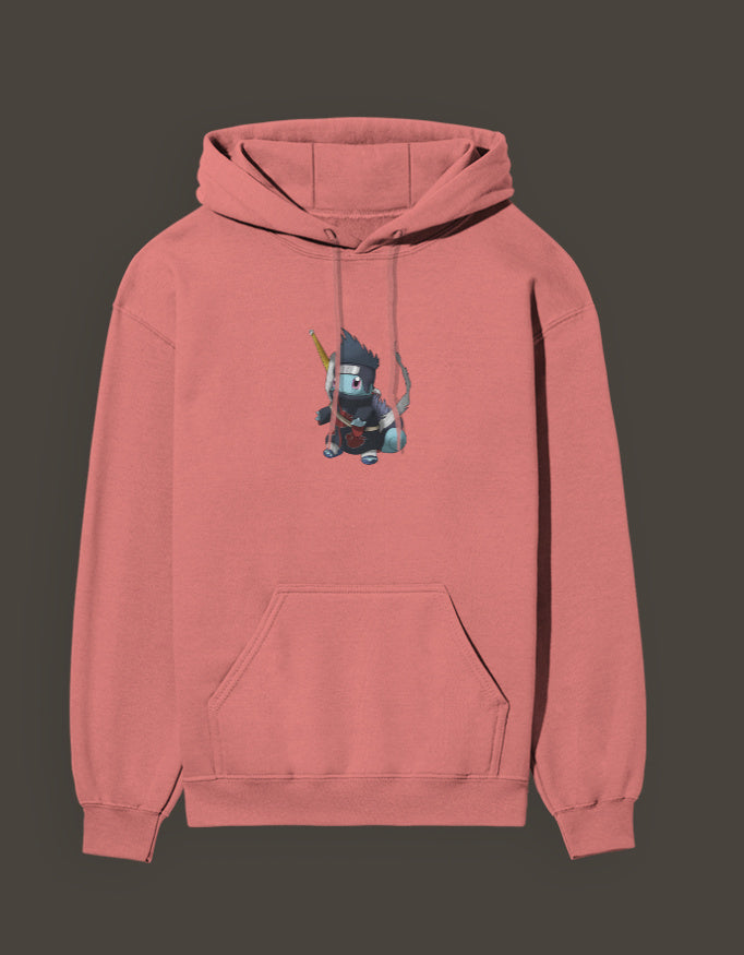 Squirtle x Kisame anime hoodie in pink featuring a unique character design