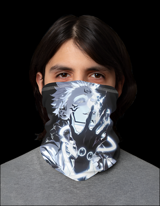 Sukuna bandana anime merch featuring a striking design of the character's face and signature pose