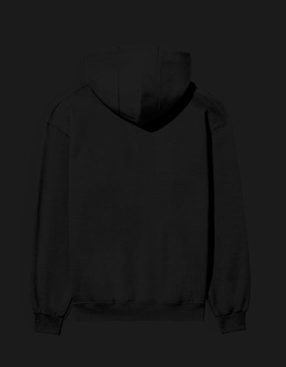 Back view of a black Sukuna hoodie, featuring a comfortable and stylish design for anime fans.