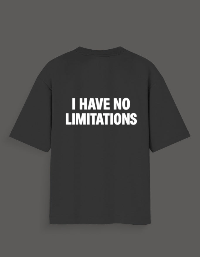 Black Thomas Shelby graphic tee with I Have No Limitations white text on the back