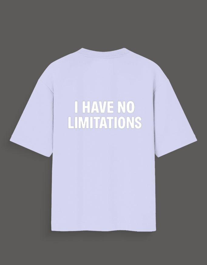 Light purple Thomas Shelby graphic tee with white I Have No Limitations text on the back