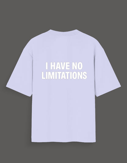 Light purple Thomas Shelby graphic tee with white I Have No Limitations text on the back