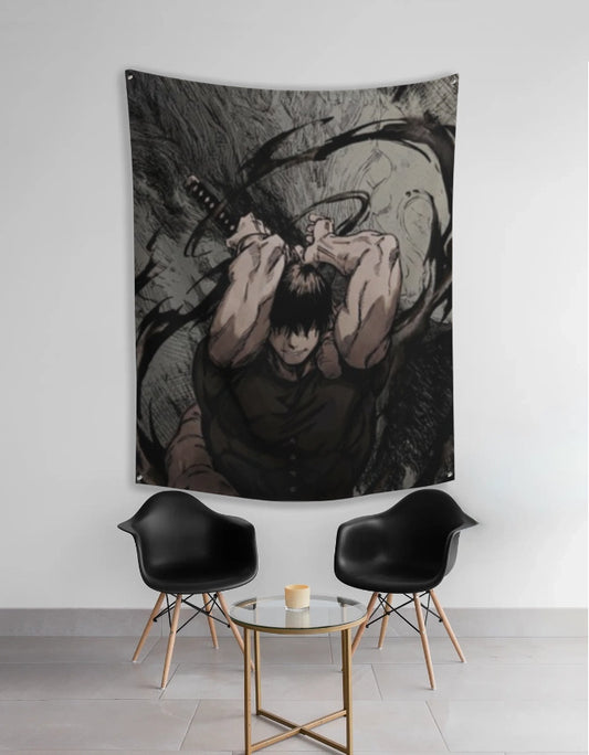 Toji Jujutsu Kaisen Tapestry featuring a striking design of Toji with dynamic colors