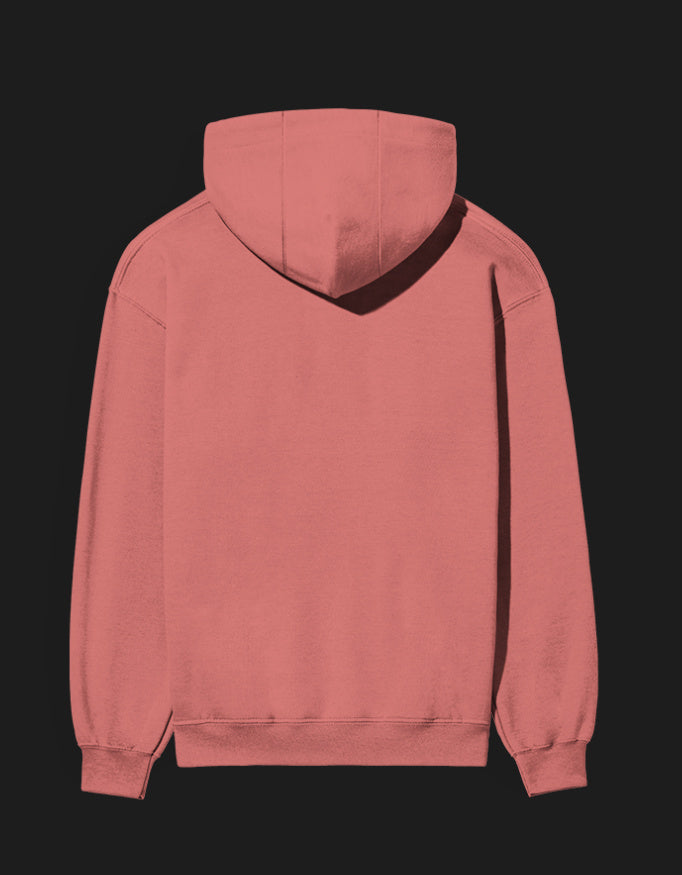 Back view of a soft coral Vagabond anime hoodie with a classic hooded design