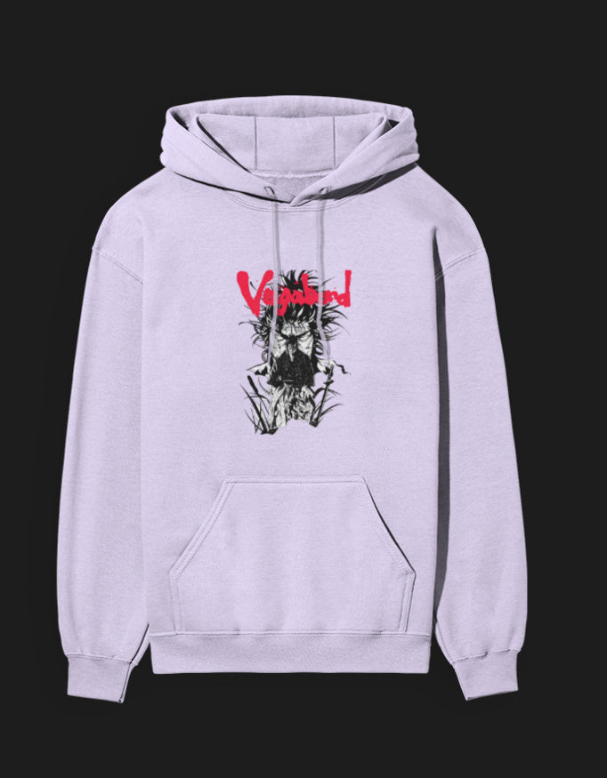 Light purple Vagabond anime hoodie featuring a striking graphic design and comfortable fit