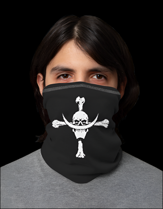 Black face mask featuring Whitebeard bandana One Piece design for anime fans