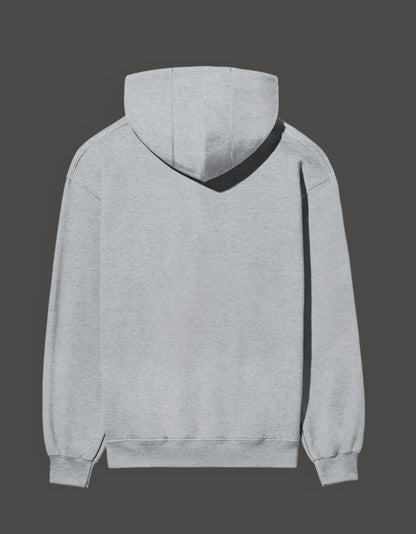 Back view of a grey Zoro sacrifice hoodie with a comfortable fit and cozy hood