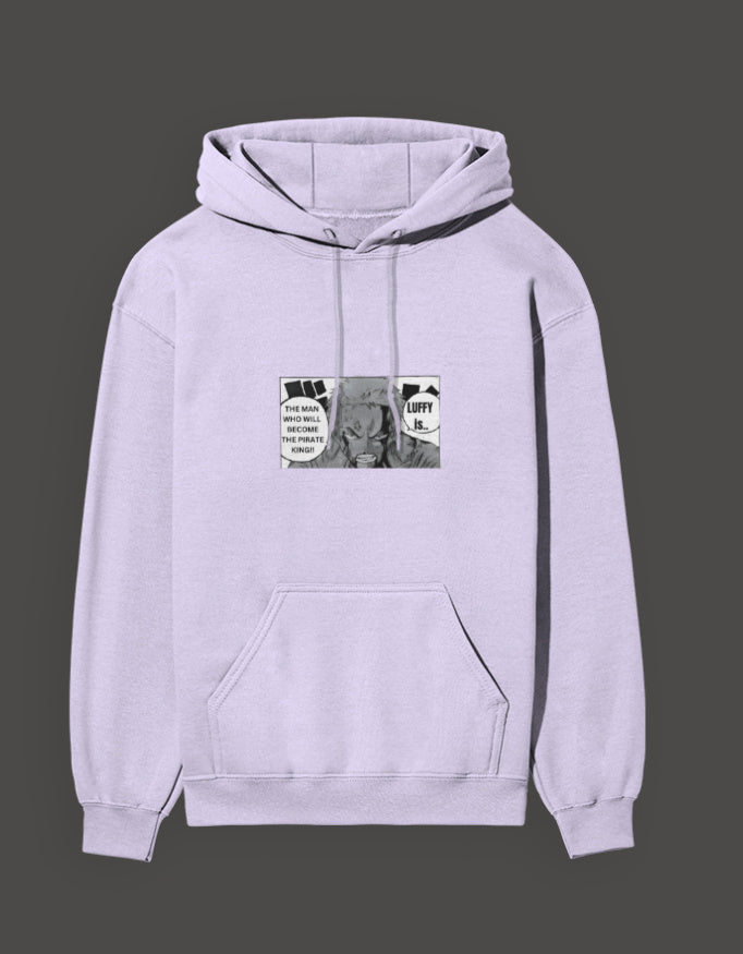 Zoro sacrifice hoodie in lavender featuring a graphic print that captures iconic moments from the anime