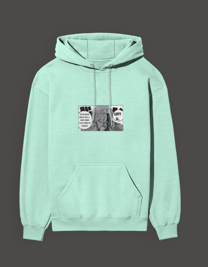 Mint Green Zoro Sacrifice Hoodie featuring a graphic print for anime fans